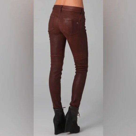 Rag & Bone leather pants caramel camel 28 29 US medium M - Picture 2 of 2